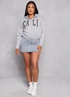 Womens City Graphic Zip Front Hooded Sweatshirt, Grey, Size L