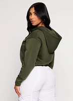 Womens City Graphic Zip Front Hooded Sweatshirt, Green, Size L