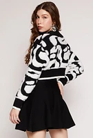 Womens Daisy Tufted Knit Cropped Cardigan, Multi,