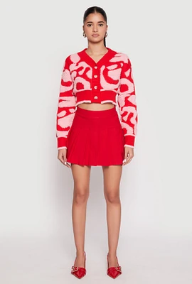Womens Daisy Tufted Knit Cropped Cardigan,