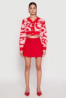 Womens Daisy Tufted Knit Cropped Cardigan, Multi,