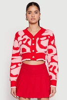Womens Daisy Tufted Knit Cropped Cardigan, Multi, Size S