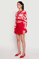 Womens Daisy Tufted Knit Cropped Cardigan, Multi, Size S