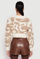 Womens Daisy Tufted Knit Cropped Cardigan, M