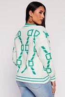 Womens Daisy Geometric Print Cardigan, Multi, Size M