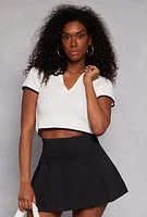 Womens Iris Contrast Trim Polo Crop Top, White, Size L