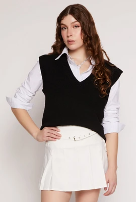 Womens Iris Wool Sweater Vest, Black, Size M
