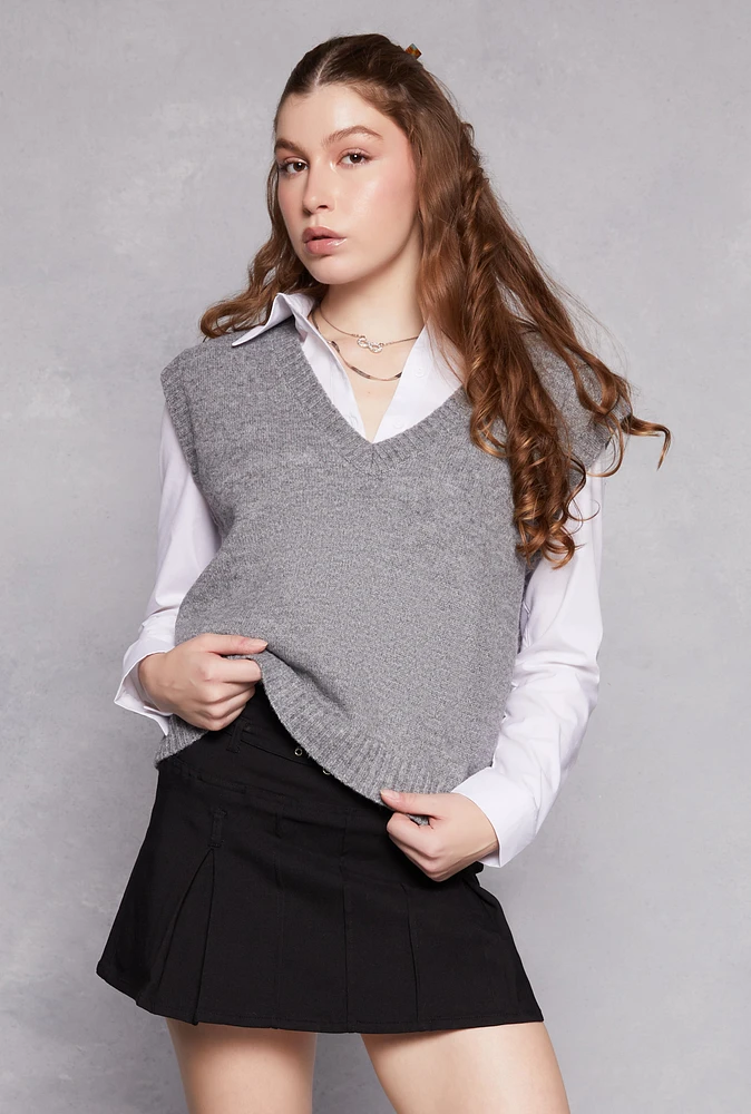 Womens Iris Wool Sweater Vest, Grey,