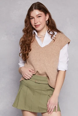 Womens Iris Wool Sweater Vest, Beige, Size S