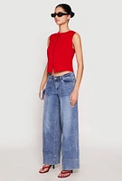Womens Almost Famous High Neck Button Front Sweater Vest, Red, Size L
