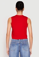 Womens Almost Famous High Neck Button Front Sweater Vest, Red, Size L