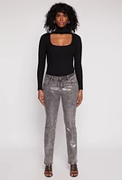 Womens Ribbed Knit Cut Out Turtleneck Sweater, Black, Size S