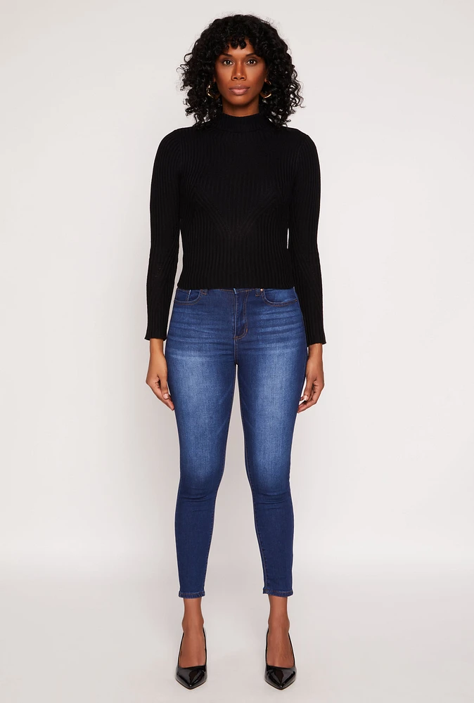 Womens Rib Knit Turtleneck Sweater, M