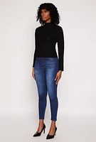 Womens Rib Knit Turtleneck Sweater, M