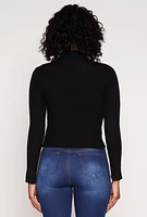 Womens Rib Knit Turtleneck Sweater, M