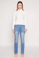 Womens Rib Knit Turtleneck Sweater, White, Size XL