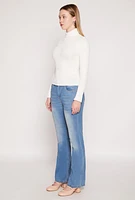 Womens Rib Knit Turtleneck Sweater, White, Size XL