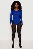 Womens Daisy Ribbed Knit Bodysuit, Blue, Size S