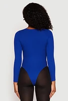 Womens Daisy Ribbed Knit Bodysuit, Blue, Size S