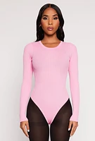 Womens Daisy Ribbed Knit Bodysuit, Pink, Size L