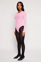 Womens Daisy Ribbed Knit Bodysuit, Pink, Size L