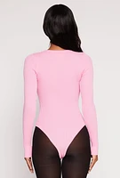 Womens Daisy Ribbed Knit Bodysuit, Pink, Size L