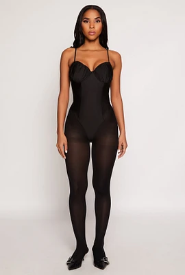 Womens Ruched Padded Bustier Bodysuit,