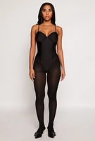 Womens Ruched Padded Bustier Bodysuit, M