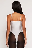 Womens Ruched Padded Bustier Bodysuit, Grey, Size L