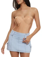 Womens Bustier Corset Bodysuit, Beige, Size S