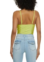 Womens Bustier Corset Bodysuit, Green, Size M