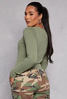 Womens Seamless Acid Wash Long Sleeve Bodysuit,