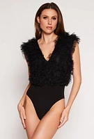 Womens Ruffled Tulle Bodysuit,