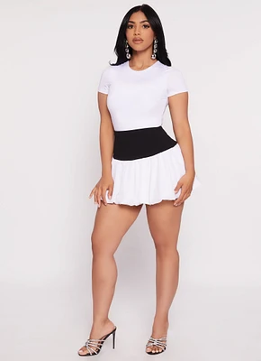 Womens Elastic Waist Mini Bubble Skirt, Multi, Size M