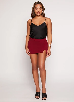 Womens Crepe Knit Side Slit Skort,