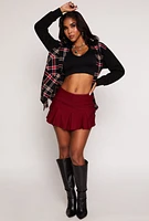 Womens Stretch Cargo Pocket Pleated Mini Skort,