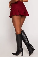 Womens Stretch Cargo Pocket Pleated Mini Skort,