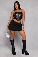 Womens Crepe Knit Bubble Mini Skirt,