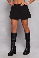 Womens Crepe Knit Bubble Mini Skirt, Black, Size L