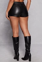Womens Haute Monde Faux Leather Pleated Skort,