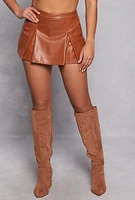 Womens Haute Monde Faux Leather Pleated Skort, L