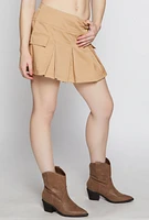 Womens Haute Monde Pleated Mini Skirt, Khaki, Size S