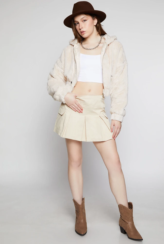 Womens Haute Monde Pleated Mini Skirt, White,