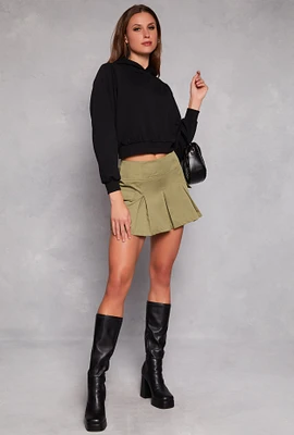Womens Haute Monde Pleated Mini Skirt, Green,