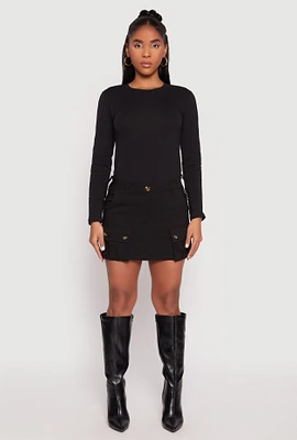 Womens Haute Monde Cargo Pocket Mini Skirt, Black, Size L