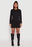 Womens Haute Monde Cargo Pocket Mini Skirt, Black, Size L