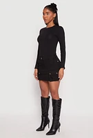 Womens Haute Monde Cargo Pocket Mini Skirt, Black, Size L