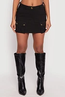 Womens Haute Monde Cargo Pocket Mini Skirt, Black, Size L