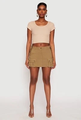 Womens Haute Monde Cargo Pocket Mini Skirt, Green, Size S