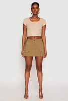 Womens Haute Monde Cargo Pocket Mini Skirt, Green, Size S